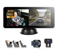 VECHTEL Double caméra de voiture pour bébé enfants avec écran partagé de 6,86 pouces HD 720P avec caméra de recul,vision nocturne 360°,caméra de sécurité pour siège de voiture,support à ventouse