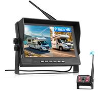 VECHTEL Kit de Caméra de Recul sans Fil IPS HD 9 Pouces avec 4 Écrans, BSD, DVR, IP68 Caméra de Recul Étanche avec Vision Nocturne pour Camion, Buses, Remorques et Camping-Cars