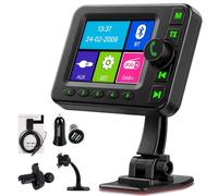 VECHTEL Radio numérique DAB/DAB+ et Bluetooth avec écran de 2,8", émetteur FM, deux types de support, AUX, bloc d'alimentation allume-cigare, idéal pour les voyages et l'extérieur