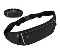 Vecibel Ceinture de Course pour téléphone Portable - Étanche et réglable - avec Fermeture éclair - Sac Banane pour Cyclisme, Jogging, Fitness, Voyages et activités de Plein air - Noir, Noir, Taille