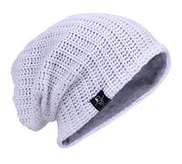 VECRY Bonnet Hiver Été Chapeau Tricoté Homme Rasta Slouchy Beanie Hats (Côtelé Blanc, Taille M)