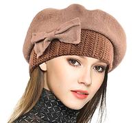 VECRY Dame Béret Français 100% Laine Bérets Robe Bonnet Chapeau d'hiver (Kaki, Taille M)