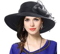 VECRY Femme Dressy Church Baptême Derby Chapeau de Mariage Capelines (Noir,Taille M)