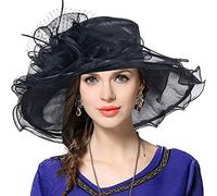 VECRY Femme Église Derby Robe Fascinator Mariée Baptême Fête Chapeau de Mariage (Noir)