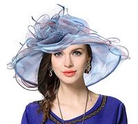 VECRY Femme Église Derby Robe Fascinator Mariée Baptême Fête Chapeau de Mariage (Paon Bleu)
