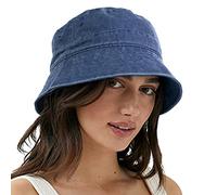 VECRY Femmes Bobs Hommes Denim Coton Lavé Tendance Chapeau Seau Femmes été Plage Soleil Chapeaux (M,Jean-Bleu)