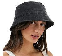 VECRY Femmes Bobs Hommes Denim Coton Lavé Tendance Chapeau Seau Femmes été Plage Soleil Chapeaux (M,Jean-Noir)