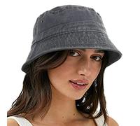 VECRY Femmes Bobs Hommes Denim Coton Lavé Tendance Chapeau Seau Femmes été Plage Soleil Chapeaux (M,Jean-Gris)