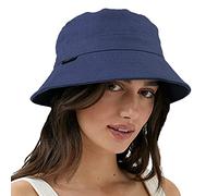 VECRY Femmes Bobs Hommes Denim Coton Lavé Tendance Chapeau Seau Femmes été Plage Soleil Chapeaux (M,Solide-Marine)