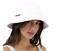 VECRY Femmes Bobs Hommes Denim Coton Lavé Tendance Chapeau Seau Femmes été Plage Soleil Chapeaux (M,Solide-Blanc)