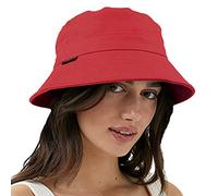 VECRY Femmes Bobs Hommes Denim Coton Lavé Tendance Chapeau Seau Femmes été Plage Soleil Chapeaux (M,Solide-Bordeaux)