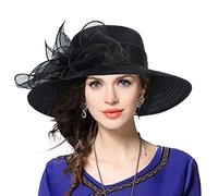VECRY Femmes Derby Church Capelines Baptism Dress Tea Party Chapeaux de Mariage (Noir,Taille M)