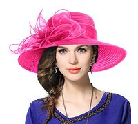VECRY Femmes Derby Church Capelines Baptism Dress Tea Party Chapeaux de Mariage (Rose,Taille M)