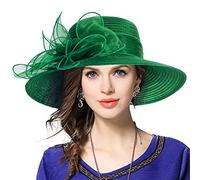 VECRY Femmes Derby Church Capelines Baptism Dress Tea Party Chapeaux de Mariage (Vert,Taille M)