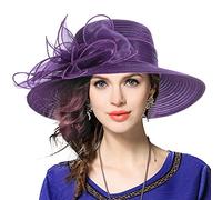 VECRY Femmes Derby Church Capelines Baptism Dress Tea Party Chapeaux de Mariage (Violet,Taille M)