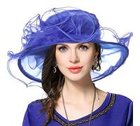 VECRY Femmes Organza Derby Fascinator Mariée Chapeau de Mariage (019-Bleu)