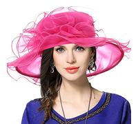 VECRY Femmes Organza Derby Fascinator Mariée Chapeau de Mariage (019-Rose)