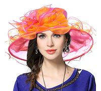 VECRY Femmes Organza Derby Fascinator Mariée Chapeau de Mariage (37-Rose)