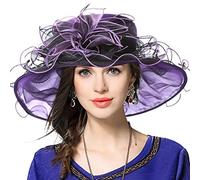 VECRY Femmes Organza Derby Fascinator Mariée Chapeau de Mariage (37-Violet)