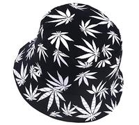 VECRY Hommes Bobs Été Réversible Seau Chapeau - Femmes Funky Fruit Print Fishmen Pliable Extérieur Casquette (Feuille-Noir)- Taille Unique