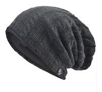 VECRY Hommes Bonnets Slouchy Knit Beanie Calotte Artistique Chapeaux (Câble-Gris, Taille M)