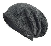 VECRY Hommes Bonnets Slouchy Knit Beanie Calotte Artistique Chapeaux (Plaid-Gris, Taille M)