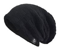VECRY Hommes Bonnets Slouchy Knit Beanie Calotte Artistique Chapeaux (Plaid-Noir, Taille M)