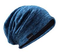 VECRY Hommes Slouchy Bonnet Tricoté Calotte Long Bouffant Doublé Hiver Été Chapeaux (Bleu, Taille M)