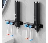 VECTEAU Support Mural pour Bross à Dents, Portes Brosses à Dents Électriques Compatibles avec Oral-B IO, Organisateur d'embouts de Bruisse à Dents Auto-adhésif pour Salle de Bains - 2 Pièces