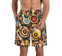 Vector Design Target Print Short à séchage rapide pour homme avec poches, short de plage d'été, short athlétique, pour la randonnée, la course à pied, la gym, blanc, S