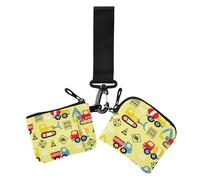 Vector Gold Construction Machinery Lot de 2 pochettes pour pièces de monnaie et cartes d'identité minimalistes avec porte-clés pour femme, Vector Gold Machines de construction, 1 size, Décontracté