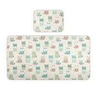 Vector Hand Drawn Wolf Soft Green Cooling Baby Matelas lavable 71,1 x 132,1 cm Ultra doux pour bébé