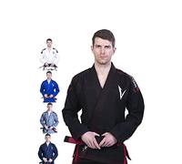 Vector Kimono Gi de jiu-jitsu brésilien JJB avec ceinture blanche gratuite Tissu 100 % coton tissage perlé prérétréci léger Série Attila, noir, A0