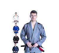 Vector Kimono Gi de jiu-jitsu brésilien JJB avec ceinture blanche gratuite Tissu 100 % coton tissage perlé prérétréci léger Série Attila, gris, A1