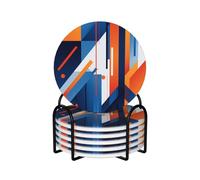 Vector Lot de 6 dessous de verre ronds en céramique de style moderne pour table basse pour la protection de table et la décoration de la maison