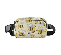 Vector Pattern Bee Happy Good Luck Fashion Waist Bag Fanny Pack for Women Men Mini Cross Body Bag Belt Pack with Adjustable Strap for Workout Running Hiking, vecteur, modèle, abeille, heureux, bonne