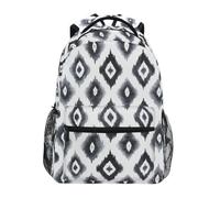 Vector Pattern of Ikat in Uzbekistan with White Background Pattern Kids Backpack for Boys Girls Student Big Backpacks for Elementary School Shoulder Bag Bookbag