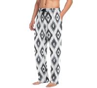 Vector Pattern Of Ikat in Uzbekistan with White Background Pattern Pajama Pants Men, Men's Lounge Pants Pajama Bottoms, Relaxed Sleep Drawstring Pant with Pockets, Vector Pattern Of Ikat en
