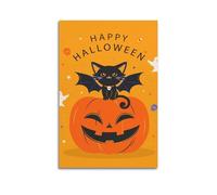 Vector Peinture sur toile peinte Halloween chauve-souris chat citrouille peinture murale affiches et décoration moderne pour chambre à coucher familiale 30 x 45 cm