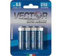 VECTOR Pile Super Alcalina Stylo 4 pcs Bleu LR6-AA