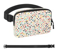 Vector Sac banane avec confettis pastel pour homme et femme, sac banane avec poches zippées, sac banane imperméable avec sangle réglable pour entraînement, course à pied, voyage, randonnée,