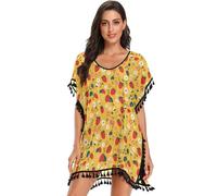 Vector Strawberry Pattern Design Femmes Maillots de bain Cover Ups Bikini Coverups Summer Casual Dresses, Motif de fraise vectorielle, M