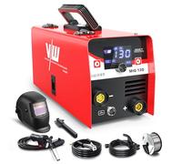 VECTOR WELDING MIG-130 Poste à Souder MIG MAG Sans Gaz avec 130A - Poste à Souder Onduleur IGBT avec Casque de Soudage, Poste de Soudage Portable Flux MIG MMA électrodes