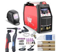 VECTOR WELDING New York 2500 AC/DC WIG Poste à souder 200 A + coupe-plasma 50 A | Écran numérique, allumage HF, MMA 170A | Avec casque, pédale et accessoires | Pour aluminium, acier inoxydable, acier