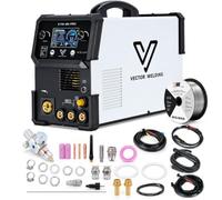 VECTOR WELDING Poste à Souder MIG MAG 200A TIG DC MMA et Plasma CTM250 PRO | MIG Synergique avec Mode Pulsé et Double Pulsé, TIG HF, MMA, Fil Fourré et Plasma 50 A, Écran LCD, 2T/4T, 230V
