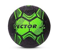 Vector X Street Soccer Football (Green,Black/Size-5) | Material- Moulded Rubber | All Surface | High Bounce | High Speed | Rubberized Outer Core | High Air Retention Bladder | 32 Panel | Training