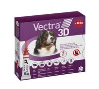 VECTRA 3D Solution à appliquer contre les puces et les tiques pour chiens >40kg en pipette 3 pièces.