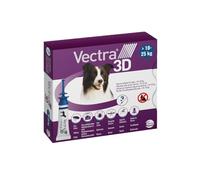 VECTRA® Pesticide 3D pour chien - 3 pipettes anti-puces, tiques et moustiques pour chien 10/25 kg - Protège contre les puces, tiques, phlébotomes et mouches