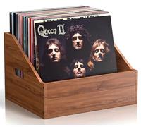 Vecxoty Boîte de rangement en bois pour disques vinyles, caisse rétro et durable pour disques vinyles et support pour disques, boîte de rangement pour albums et boîtier pour plus de 60 disques