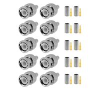 Vecys 10 PCS BNC Connecteurs 50 Ohm BNC Connecteur Mâle à Sertir pour RG58 RG142 RG400 VLMR195 Câble Coaxial RF
